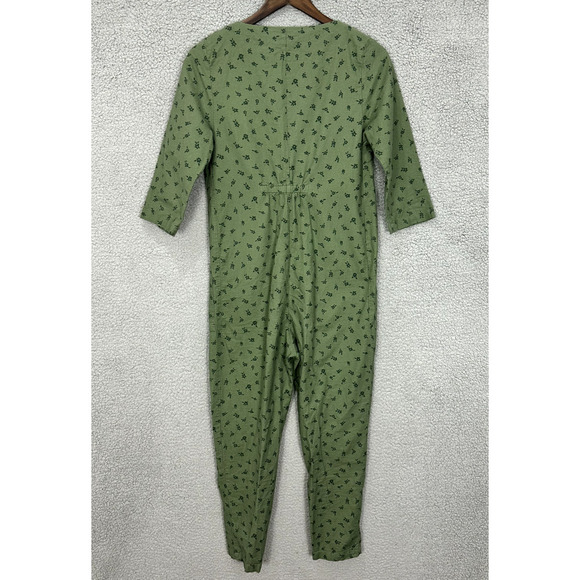The Nines By Hatch Maternity XS Jumpsuit Green Floral Long Sleeve Button Pockets - Picture 6 of 6